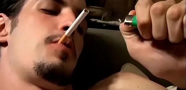  Straight smoker stroking hard in solo masturbation session